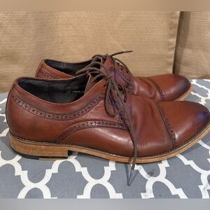 Stacy Adams Dickinson Shoes Mens 11M Cognac Brown Lace Up Cap Toe Oxford Dress